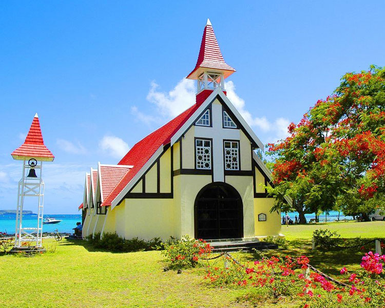 Red Church at Cap Malheureux in Mauritius